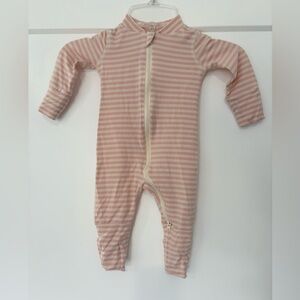 Hanna Andersson Pink and Ivory Striped Convertible Footie Pajama 0-3 months